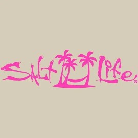 Salt Life Decal 12" Medium Surface Mount Sticker - Hammock Palms - Pink SAD996