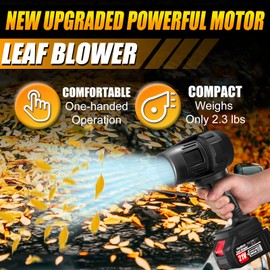 Leaf Blower Cordless with 2 x 4.0Ah Battery and Charger, 600,000 RPM Turbo Air Jet Blower, Lightweight Handheld Blower with Adjustable Speed for Patio Cleaning, Lawn Care, Car, Blowing Leaves and Dust