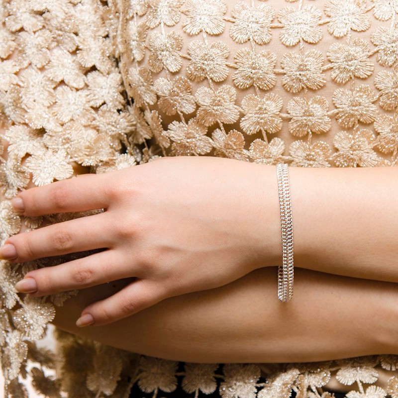 Tuscany Silver Solid Fancy Curb Bracelet of 19 cm/7.5-inch