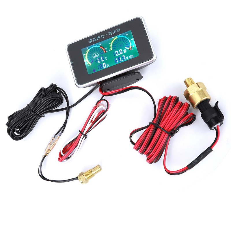 DC 9V-36V 4-In-1 Car LCD Digital Display Voltmeter Fuel Gauge