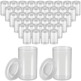 100 Pieces Plastic Film Canister Holder 35 mm Empty Camera Reel Containers Storage Containers Case with Lids for Small Accessories Fish Hook Film Beads (Clear)