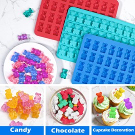 Webake - Moldes grandes de gomitas de más de 3 ml con 2 cuentagotas, paquete de 3 moldes de silicona con forma de oso de 36 cavidades, fáciles de liberar, perfectos para gomitas, dulces, decoraciones