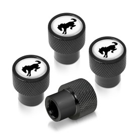 iPick Image for Ford Bronco in White on Black Easy-Grip Aluminum Tire Valve Stem Caps