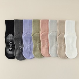 Non-Slip Rubber Yoga Socks for Men and Women - Solid Color Mid-Calf Fitness Socks Size/White 20ea