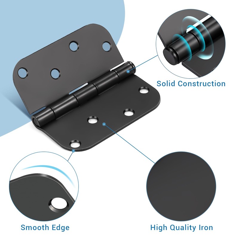 KNOBWELL 30 Pack Matte Black Door Hinges 4" x 4"