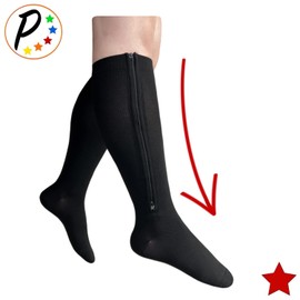 Presadee Inverted Zipper 20-30 mmHg Firm Compression Calf Leg Closed Toe Socks (4, Black)