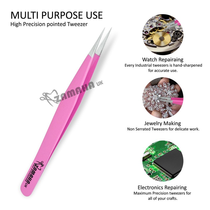 ZAMAHA UK Lash Eyelash Extension Tweezers, Japanese Stainless Steel Tools