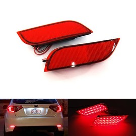 2x Red Lens Rear Bumper Reflector LED Fog Tail Stop Brake Light DRL For 2008-up Impreza WRX STI hatchback Legacy XV Exiga