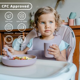 AULEGE Silicone Toddler Cup, 2 Pack BPA Free Silicone Drinking Training Cup for 6 Months+ Babies, 4 fl. oz Tiny Open Cup for Infants (Muted, Dusty Lilac)