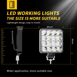 Willpower LED work light, 1 x 3.3 inch 48 W spotlight, LED headlight, 12 V for car, excavator, trailer, tractor, truck, SUV, off-road