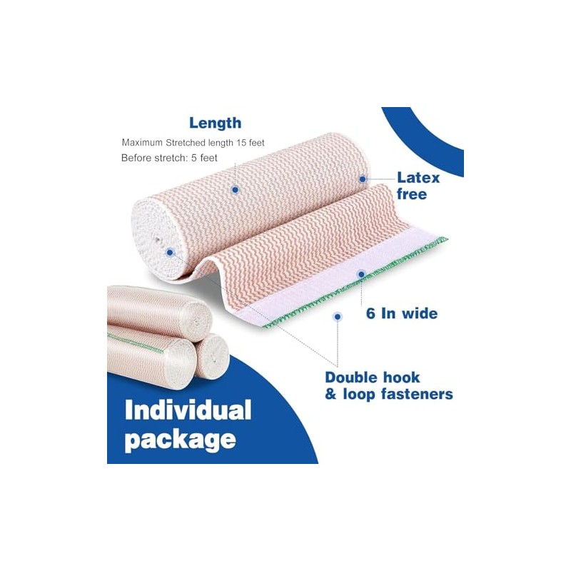 AZEN Premium 10 Pack Elastic Bandage Wrap 6 Inch, Compression