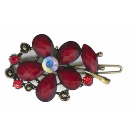 Pair of Crystal Flower Barrettes in Shades of Red 86250-4red