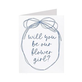 Flower Girl proposal card. Will you be our flower girl. Blue. For Bridal Party. Wedding. Cute. One card. (Flower Girl)