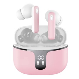 Light pink Wireless Earbuds Bluetooth Headphones with Dual LED Power Display, IP7 Waterproof in-Ear Earbuds Built in Mic Headset Premium Sound with Deep Bass for Sport for Smart Phone Computer Laptop