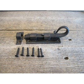 Vintage IRON FLAT SLIDING LOCK CABINET DOOR CUPBOARD DEAD BOLT SLIDE LATCH BARN BARREL