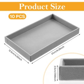 10 PCS Velvet Jewelry Trays, Stackable Jewelry Trays, Empty Plate Jewelry Display Tray, Jewelry Tray Organizer, For Ring, Earring, Necklace, Pendants, Bracelet (Grey)