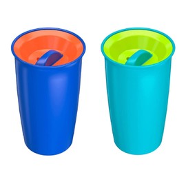 Playtex Baby Stage 2 Spoutless 360 Drinking Cups, Ages 1+, Leakproof, Spill Proof - Blue & Aqua, 10 Oz, 2 Count