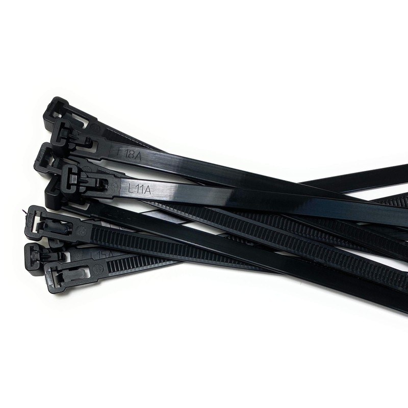 Black Releasable Reusable cable ties 7.2mmx200mm, 10 pieces