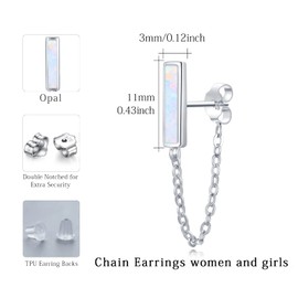 Opal Earrings 925 Sterling Silver Chain Earrings Dangly Earrings for Women Jewellery Gifts Christmas