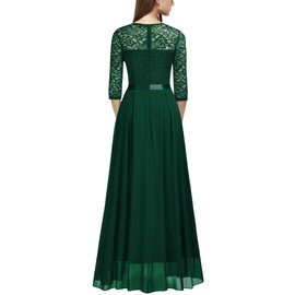 MIUSOL Women's Vintage Floral Lace Half Sleeves Ruffles Trim Bridesmaids Party Gown Formal Maxi Dress (X-Large, Dark Green)