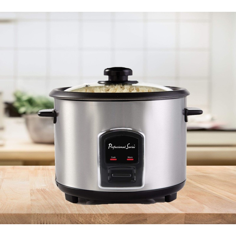 Professional Series 6-Cup Rice Cooker with Glass Lid Stainless Steel