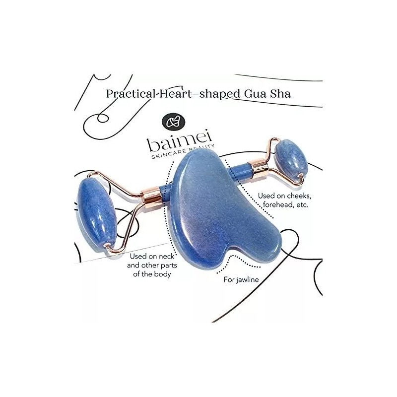 Baimei Rodillo De Jade Y Gua Sha Para Masaje Facial