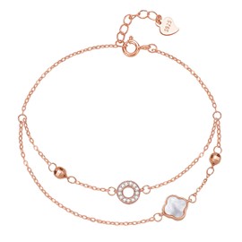 Women's Bracelet, S925 Silver, Hypoallergenic, 2 Strands, Adjustable Length, Birthday, Celebration, Anniversary, Christmas, Cute Gift, Silver