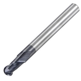 sourcing map Ball Nose End Mill 3mm Tip Radius Solid Carbide AlTiSin Coated CNC Router Bits 2 Flute Spiral Milling Cutter HRC45 with 6mm Shank 100mm (4-inch) Length