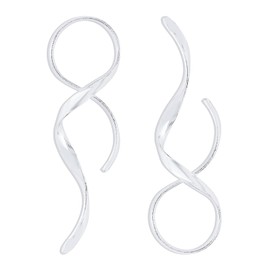 ALRNBY Gold Statement Earrings Spiral Spiral Line Drop Dangle Threader Silver Trendy Earrings for Women Girls Gift (Silver)