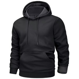 MAGCOMSEN Mens Sweatshirts Hoodies Athletic Hoodie Casual Sweatshirts Fashion Pullover Plain Blank Cotton Sweatshirts Black XL