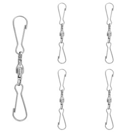 Coufce Spinning Dual Clip Swivels, Wind Spinner Hangers, Stainless Steel Spiral Tails Twisters for Spinning windsock, Garden Bell, Bird feeders, Party Supply(5Pcs)