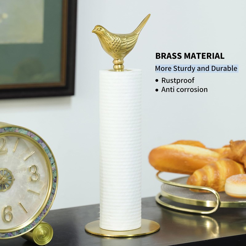 Luxurious Gold Paper Towel Holder Countertop，Brass Paper Towel Holder for