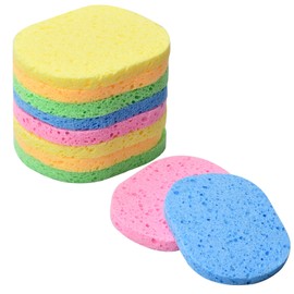 Pack of 10 Face Wash Sponge, 10 mm Natural Cellulose Face Sponges, Make-Up Sponge Pads, Makeup Remover Pads, Reusable for Facial Cleansing, Exfoliating Mask, Spa Massage (A)