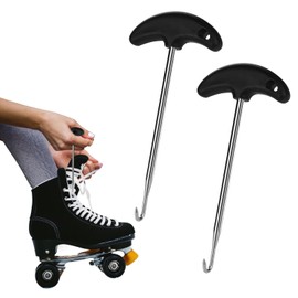 Cosmos 2 Pcs Shoe Lace Tightener Hockey Skate Lace Tightening Tool Portable Shoelace Puller Stainless Steel Boot Lace Hooks Skating Accessories for Boots Figure Skate Ice Skate Roller Skate Shoes