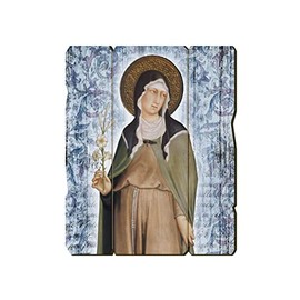Fratelli Bonella | Vintage Style Shaped Wooden Picture by Santa Chiara del Cimabue 19x24 cm | Made in Italy
