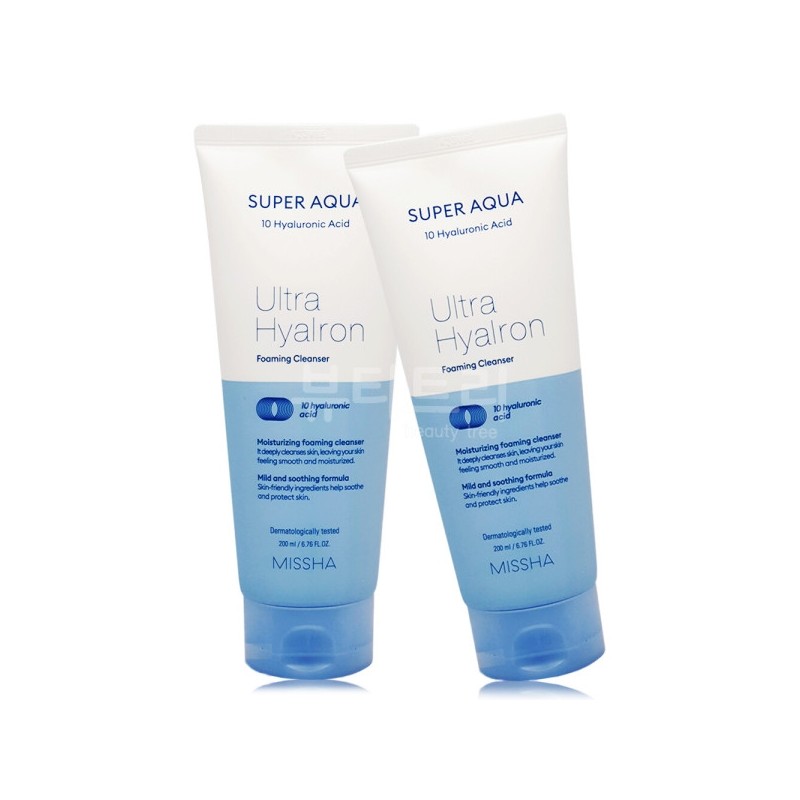 Missha Super Aqua Ultra Hyaluron Foaming Cleanser 200ml+200ml / 미샤
