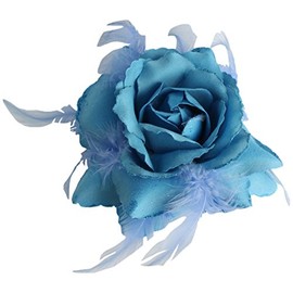 Turquoise Blue Rose Hair Clip Large Rose Fascinator Flower Hair Clip Blue Hair Accessories Clips Elastic Wedding Hair Flower, 1pc