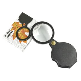 Jagowa Mini Pocket Magnifying Glass with Rotating Protective Holster Leather Pouch 10X PortableFolding Magnifier for Reading, Hobby, Jewelry 70MM