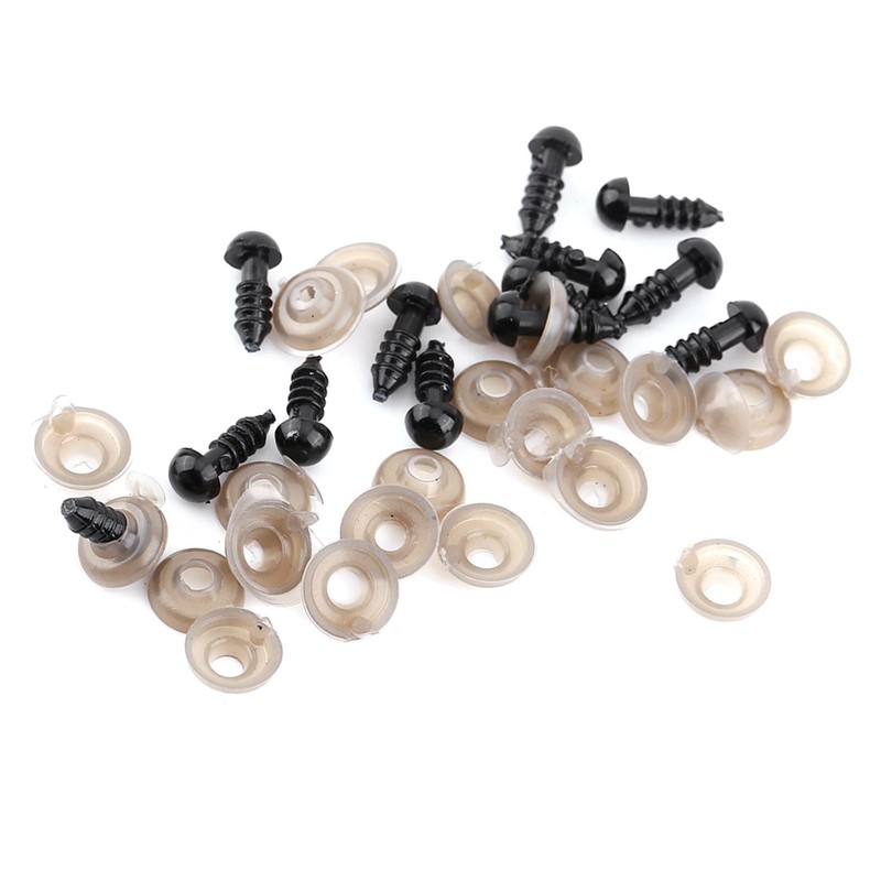 AUNMAS 100Pcs Doll Eyes, 9mm/0.35in Plastic Doll Safety Eyes Black
