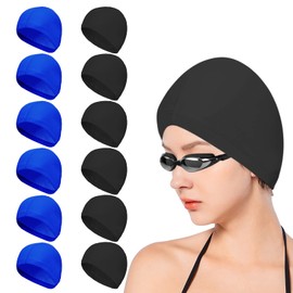 SUNTRADE Swimming Cap for Children, Teenagers, Adults, Pack of 12 Comfort Fabric Swimming Cap, Bathing Cap
