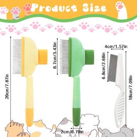 3 Stück Katze Hund Flohkamm Haarentfernungskamm Edelstahl abgerundeten Metallzahnkamm AuslöSeknopf Selbstreinigender Pflegekamm für Haarausfall und Verfilzungen Entfernen Flöhe, Läusekamm Staubkamm