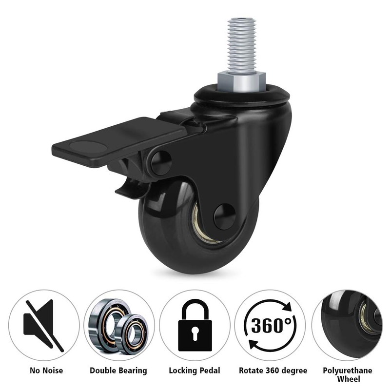 Hirate - Ruedas giratorias de vástago roscado de 3/8"-16UNC con