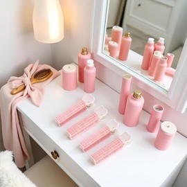4Pcs Pink Hair Rollers with Clip for Volumizing Bangs Curls - DIY Hair Styling Accessories Tool and Portable Self Grip Volume Clips