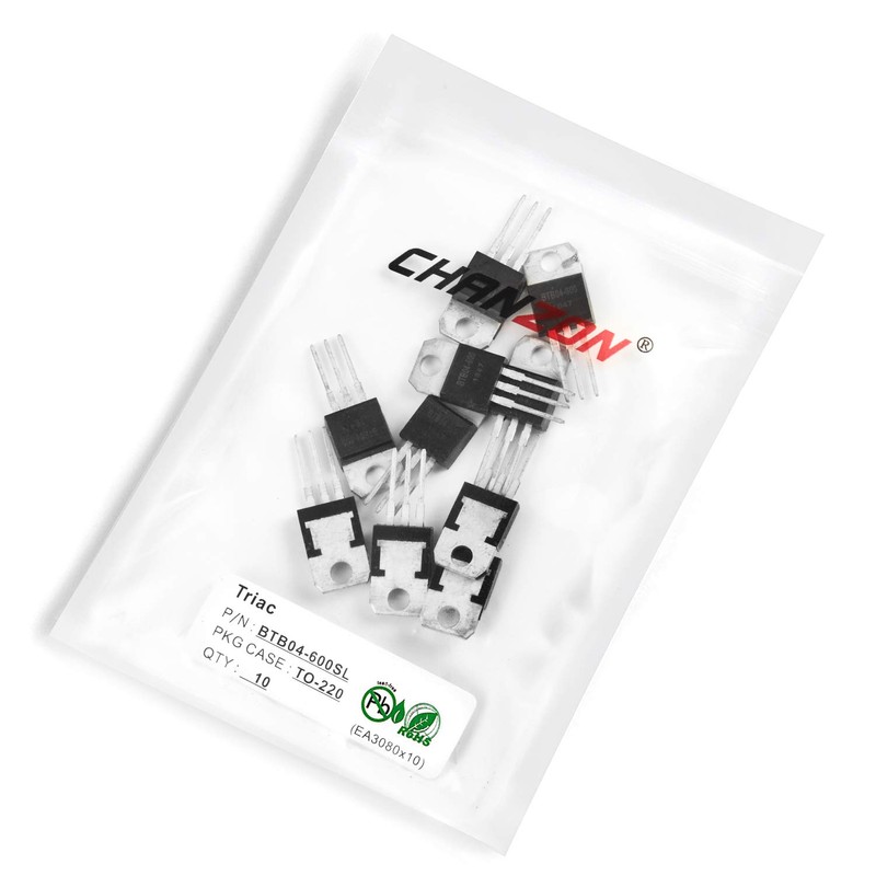 Chanzon BTB04-600SL TO-220AB Triac Thyristor Transistor, Bidirectional Silicon-Controlled Rectifier (Pack