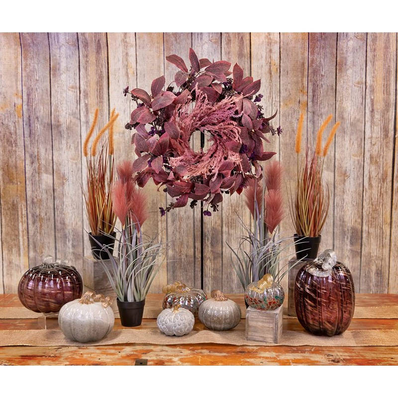 Boston International Decorative Tabletop Glass Pumpkin, 5 x 4.25-Inches, Mottled