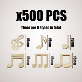 500 Pieces of Musical Note Wood Pieces, DIY Wooden Accessories, Wooden Musical Note Decoration, Handmade Creative Graffiti Toys, Mini Musical Notes, Suitable for DIY, Concerts, Parties
