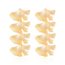 YISXVD Long Tassel Ginkgo Leaf Flower Earrings for Women Boho Gold Silver Geometric Statement Drop Dangle Stud Earring, Large, Alloy Steel, No Gemstone