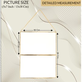 Fenzo Vintage Style 5x7 inch Landscape Brass & Glass Hanging Frames for Photos, Artwork, & Pressed Leaves, Floating Display Gold Frames, Elegant Design for Home Living Room Decor