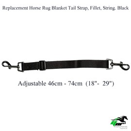 YNR Replacement Adjustable Horse Pony Rug Blanket Tail Strap Fillet String Trigger Clips Both Ends Black 42cm-62cm (16"-24")