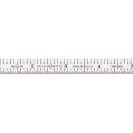 Starrett Full Flexible Steel Rule with Satin Chrome Finish, Quick Reading, and Inch Graduation - 6R Graduation, 6" Length, 1/64" Thickness - C306R-6